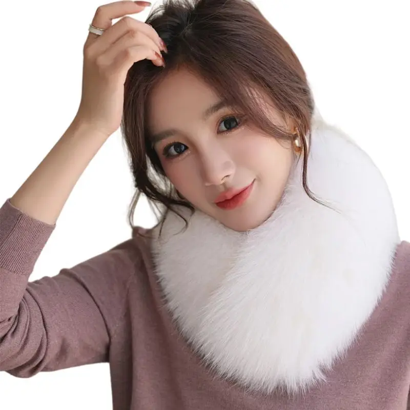 Women's Winter Warm Real Fox Fur Scarf Scarves Neck Warmer Ring Scarf Jacket Coat Real Fur Collar Lovely Neckcheif Mufflers