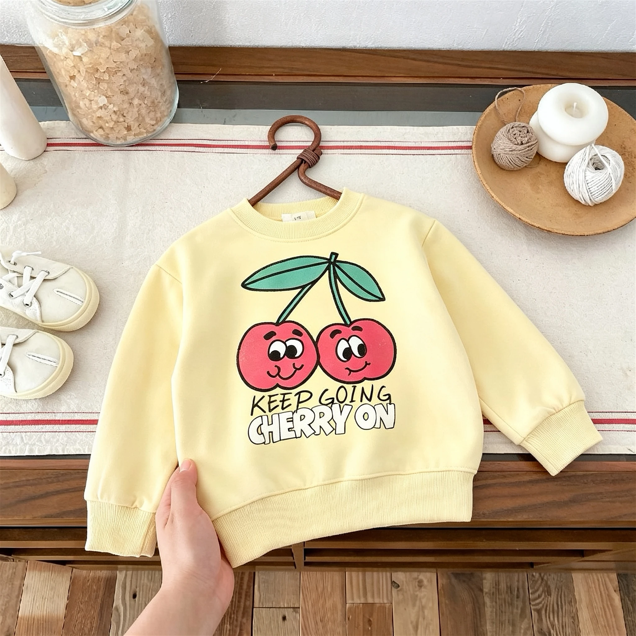Fruit Pattern Girl's Sweatshirts 2026 Autumn Clothing Simple Versatile Fashion Kids Long Sleeve Tops O-neck Hoodie Children Wear