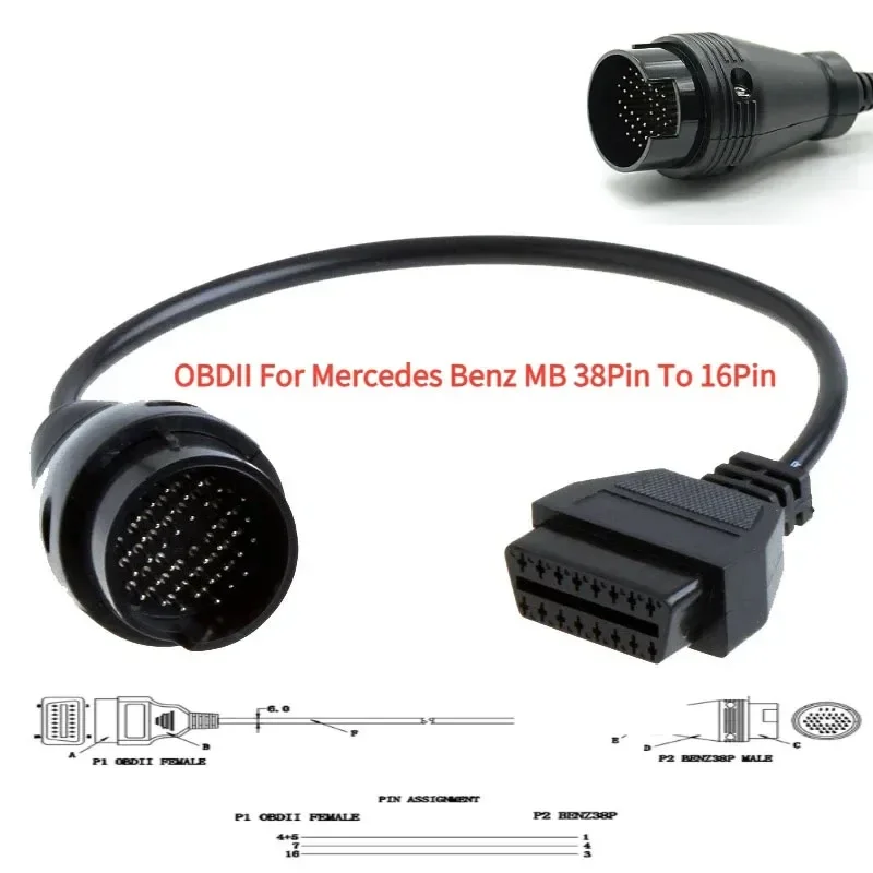 

For Mercedes Benz NEW High Quality OBD Cable MB 38Pin to OBD2 OBDII 16 Pin Diagnostic Adapter Connectors Cable Diagnostic tools