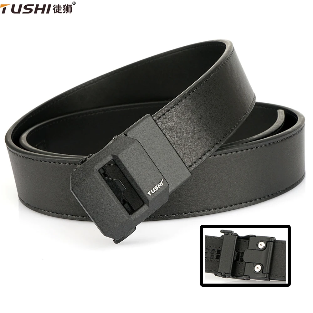 

TUSHI Genuine Leather belt for Men's Belt Quick Release Alloy Buckle Unisex Belt Outdoor ratchet belts Designer Automatic belts