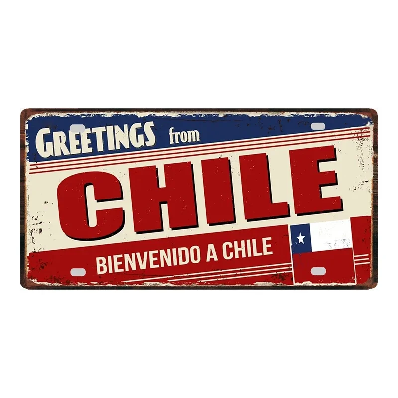 Decorative Plates of Countries Chile Cuba Bahamas Tin Signs Retro Tourist City Vatage Poster Plate Wall Home Bar Decor 30X15CM