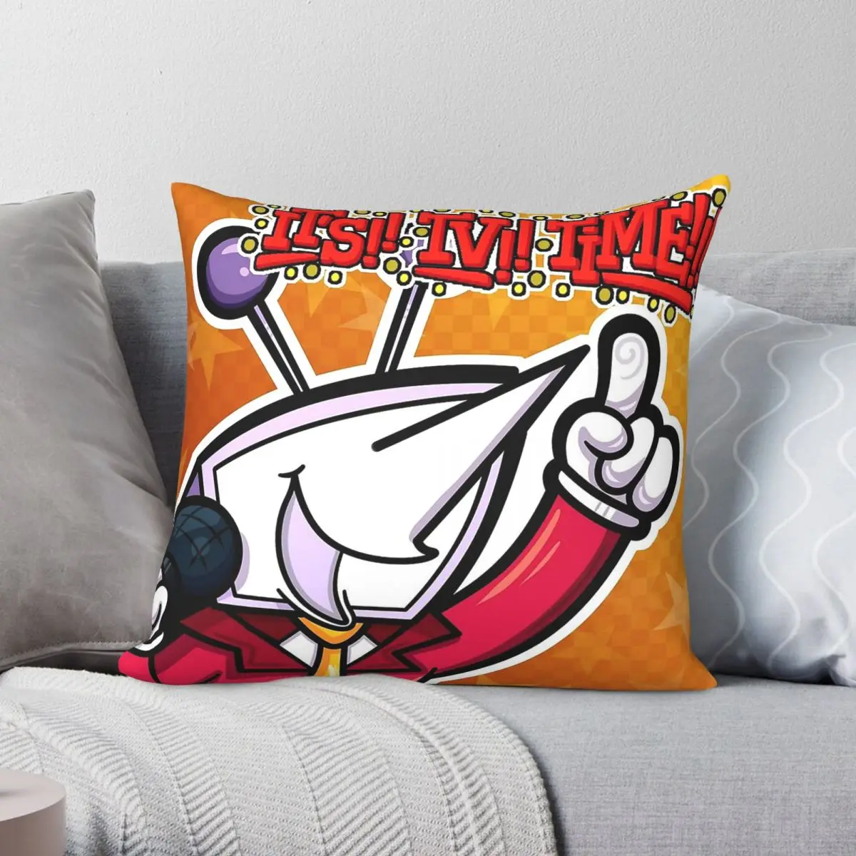 Deltarune Tenna It's Tv Time Square Pillowcase Polyester Linen Velvet Creative Zip Decorative Throw Pillow Bed Cushion Cover 18