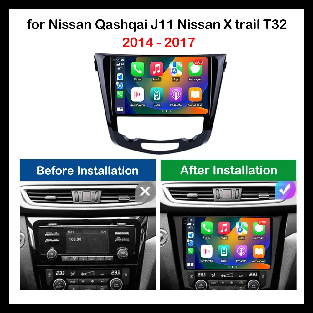 Navigazione GPS automatica Android 10.1 pollici per Nissan Qashqai J11 Nissan X trail T32 2014 - 2017 lettore Radio multimediale per Auto CarPlay