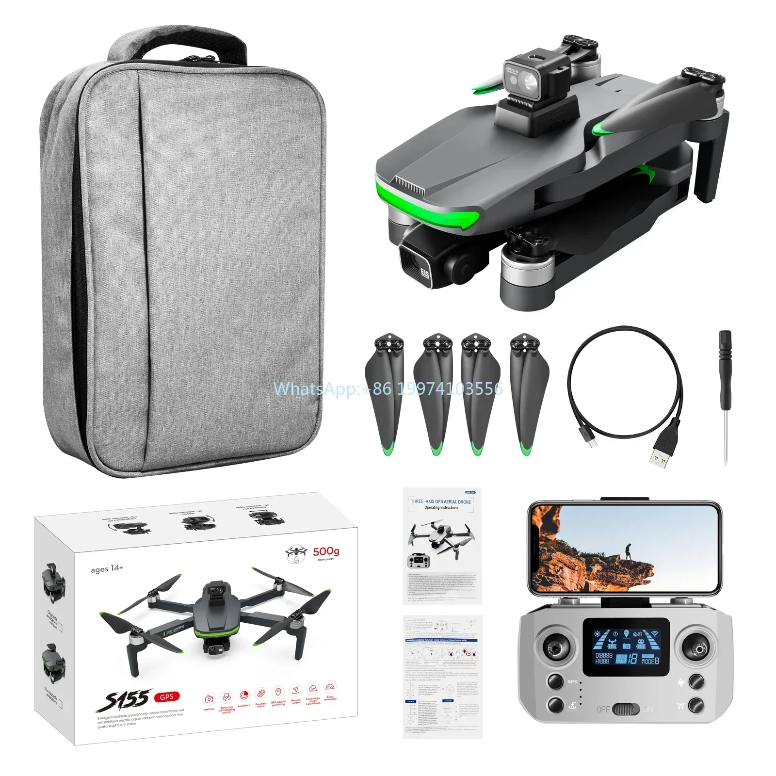 Best Selling  500G Payload telecontrol S155 Gps telecontrol With 4K camer 5G Wifi Fpv Rc Quadcopter  fpv telecontrol