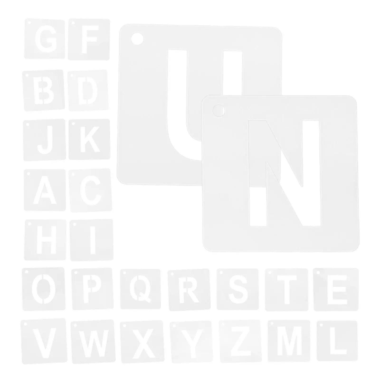 1Set Uppercase Letter Stencils A-Z Reusable Plastic Alphabet Templates for Early Literacy Development Spray Painting Wall Art