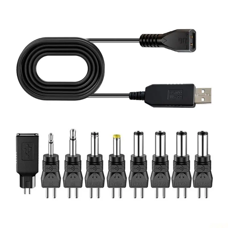 B03F USB 5V to 9V Power Converter Cable with USB-A Input End, Defined 5V-to-9V Operation, Two-Pin Polarity End, and PVC Covering