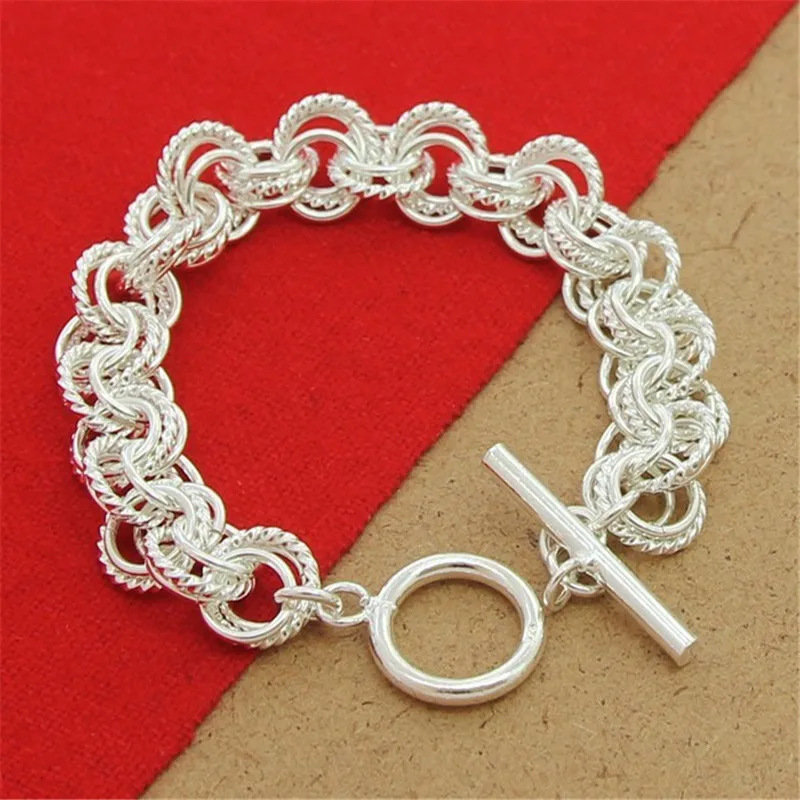 

925 Sterling Silver Full Circle Chain Bracelet For Women Man Charm Wedding Engagement Party Fashion Jewelry