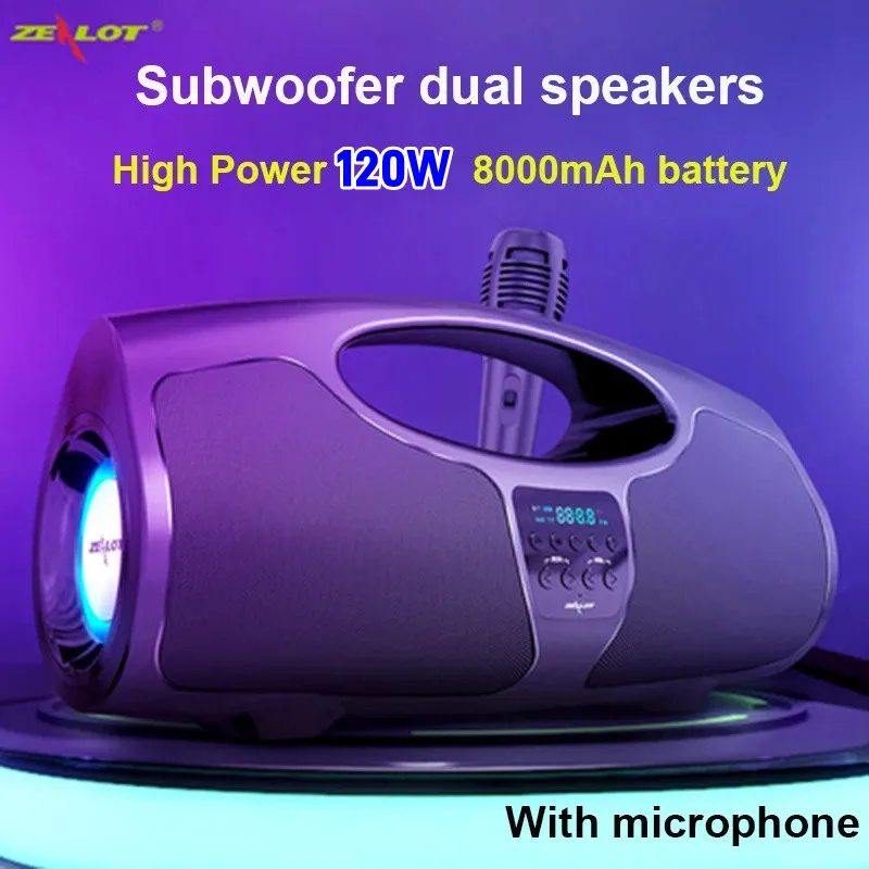 Wireless Bluetooth Speaker with Mic Subwoofer Outdoor Karaoke Sound Column Portable Party Box KTV Subwoofer FM 120W Caixa De So