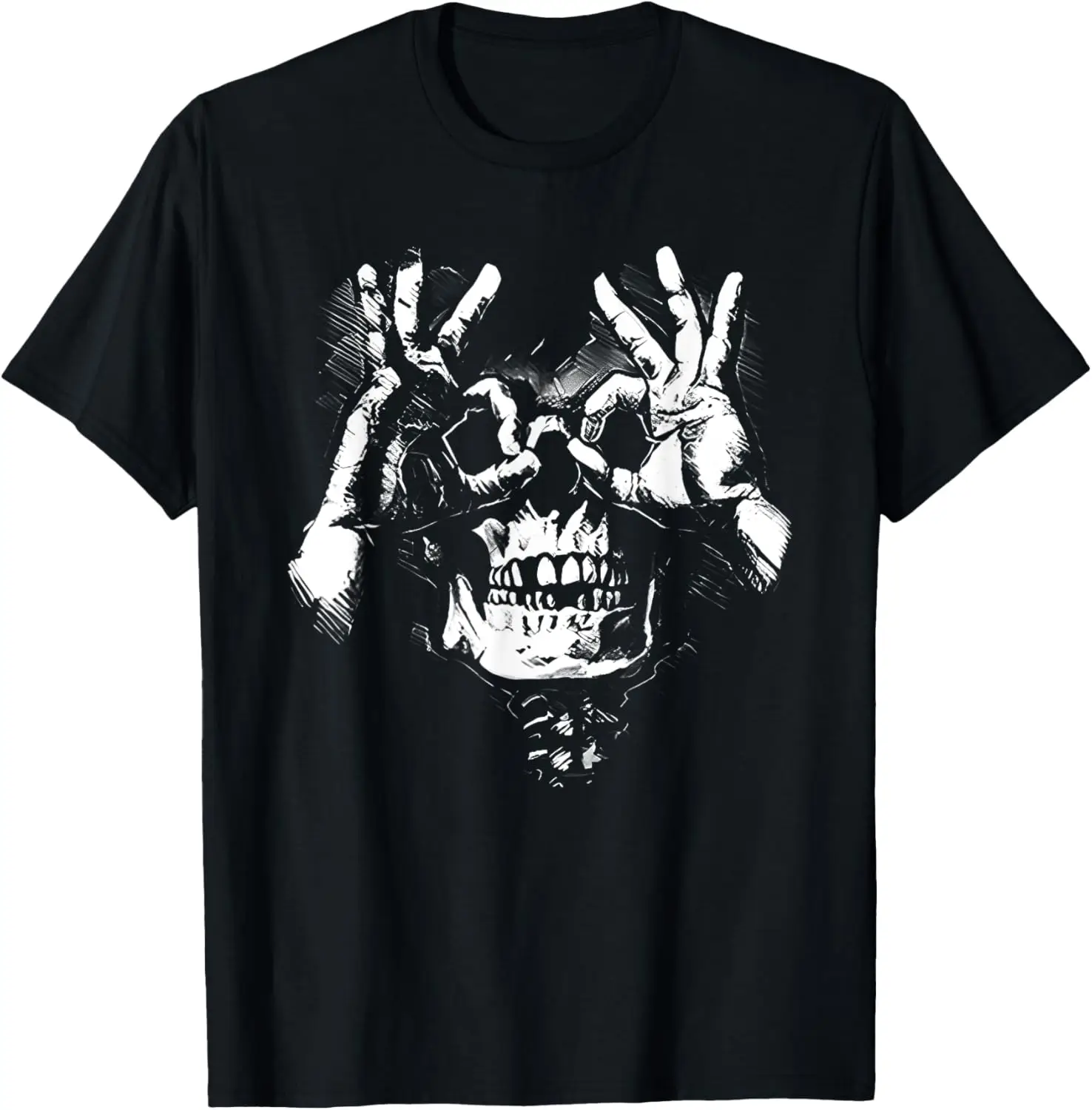 

skull with ok pattern graphic T-Shirt