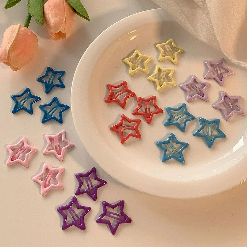 3/10/12pcs Colorful Star BB Hair Clips Y2K Women Grils Cute Star Hairpin Side Barrettes Hair Grip Kids Headwear Hair Accessories