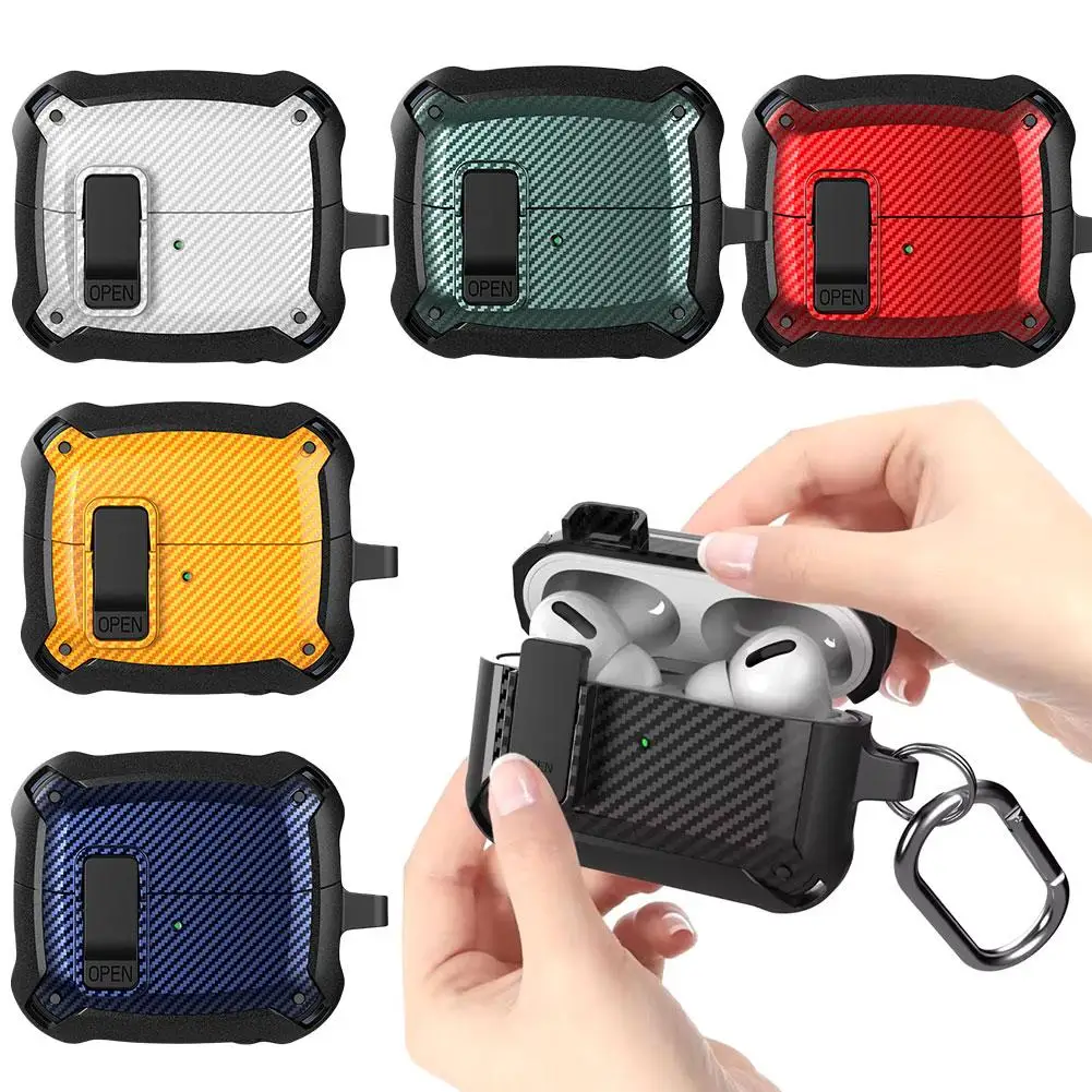 Security Lock Carbon Fiber Texture Cover For Buds 3 Pro/buds 3 Shockproof Funda For Buds 3 Pro Sleeve O7k2