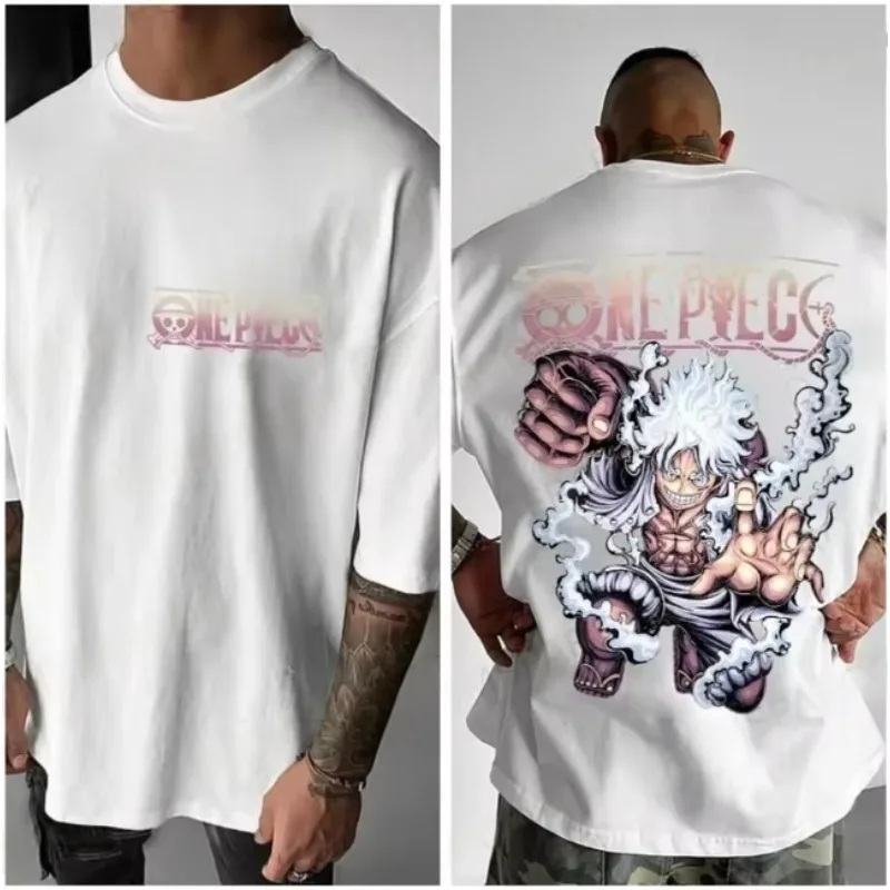 

One Piece New Era аниме футболка с коротким рукавом и принтом свободная летняя быстросохнущая мужская американская футболка
