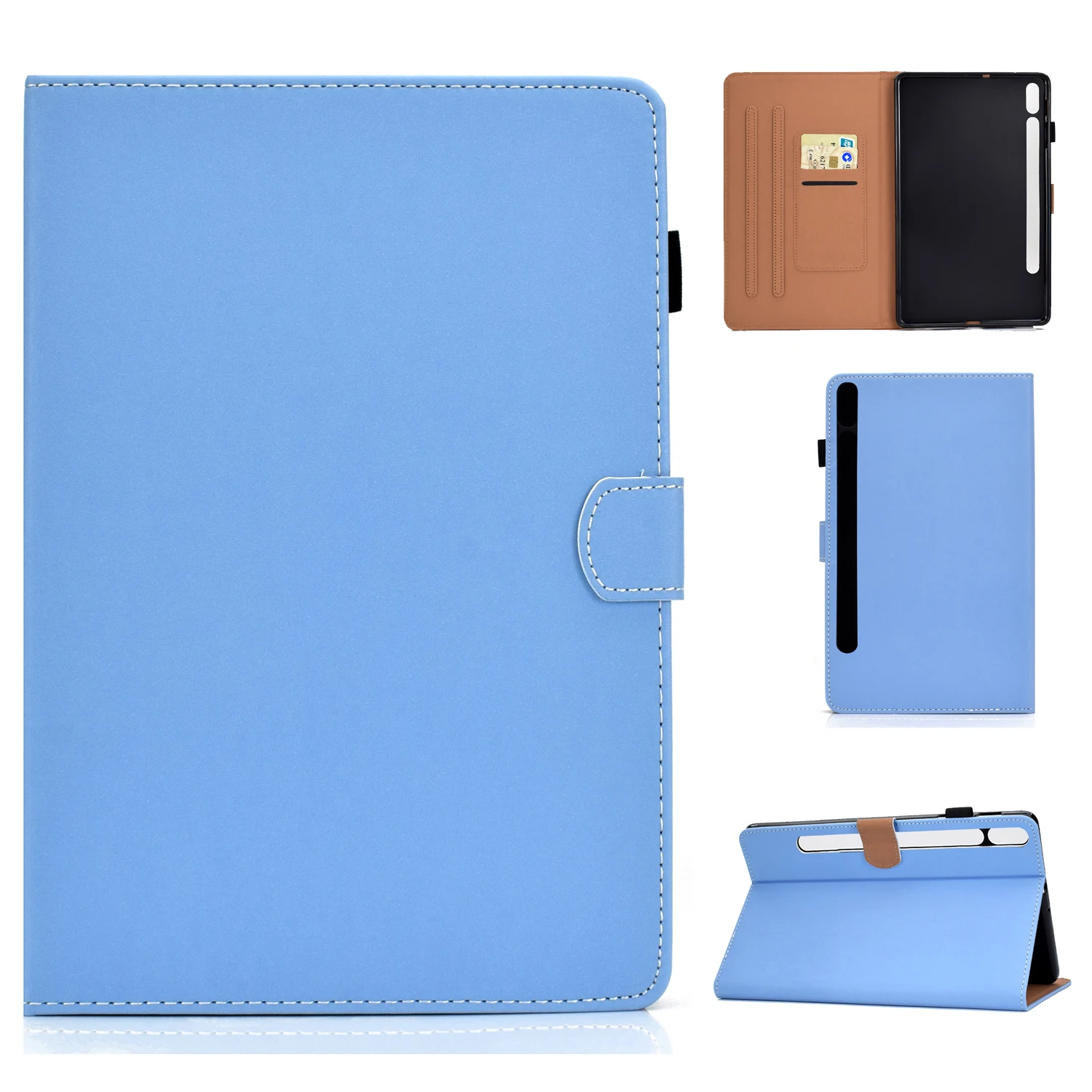 

Flip solid color Card slot wallet Cover For Samsung Galaxy Tab S8 Case 11.0" With pen slot shockproof Tablet protective cover