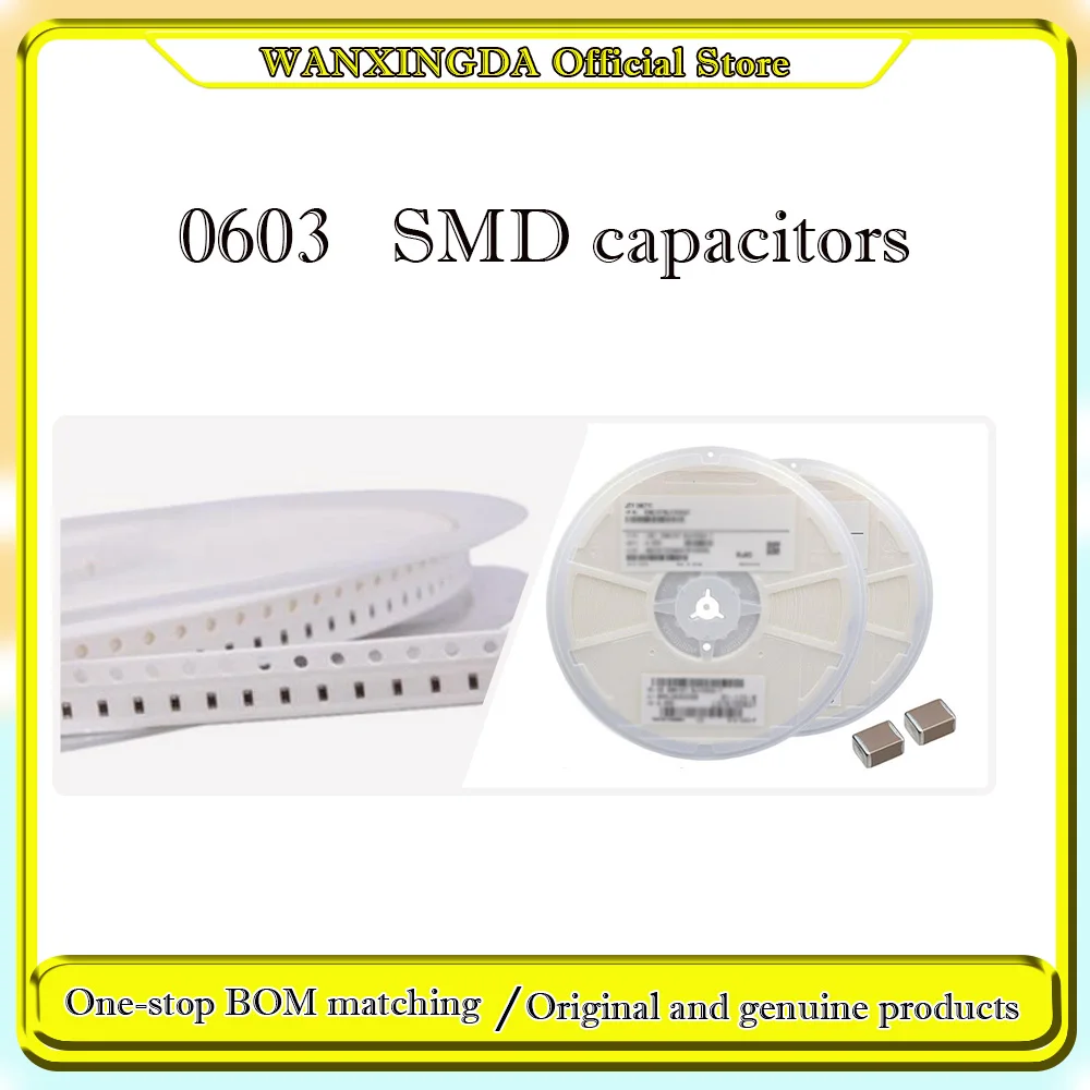 

100Pcs 4000Pcs 0603 SMD 1pF 2pF 3pF 4pF 5pF 6pF 7pF 8pF 9pF 10pF 100uF 100pF 1nF 10nF 15nF 100nF 0.1uF 1uF 2.2uF 4.7uF 10uF 47uF