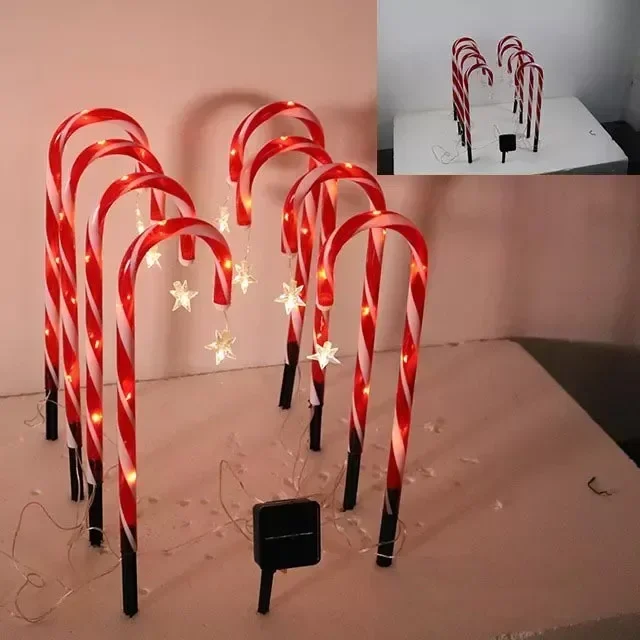 

Solar Christmas Candy Cane Light Outdoor Waterproof Christmas Day Light LED Home Garden Passage Courtyard Lawn Decorations Set