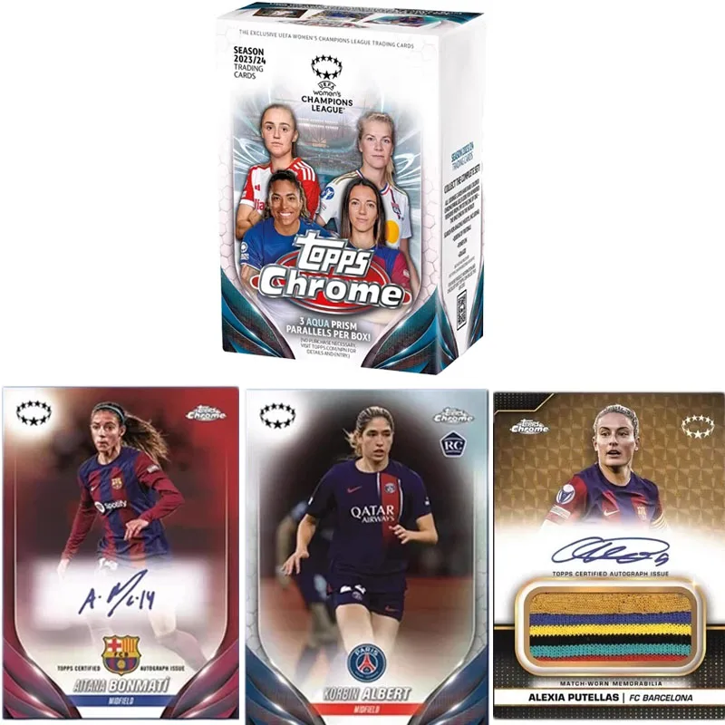 tarjetas-coleccionables-topps-chrome-uefa-2023-2024-caja-de-tarjetas-de-estrellas-del-futbol-femenino-topps-chrome-uefa-tarjetas-blaster