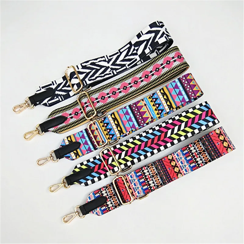 

Цветной широкий регулируемый плечевой ремень для сумки, аксессуары, сменный ремень через плечо в этническом стиле