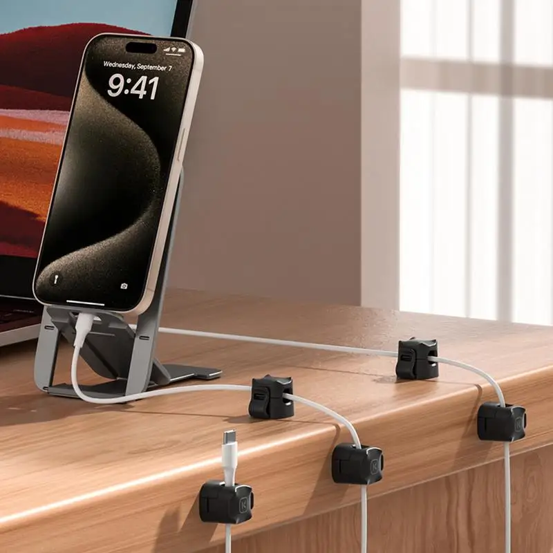 Adhesive Cable Organizer Portable Multifunctional Mini Compact Wire Clips For Cords Christmas Lights Under Desk Cable Winder