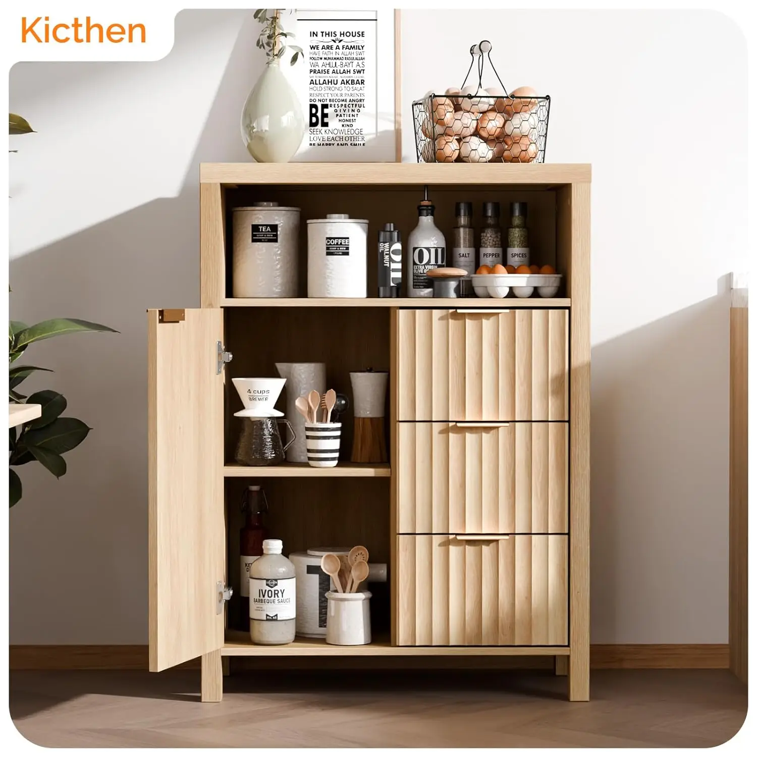 Fluted Bathroom Storage Cabinet 6