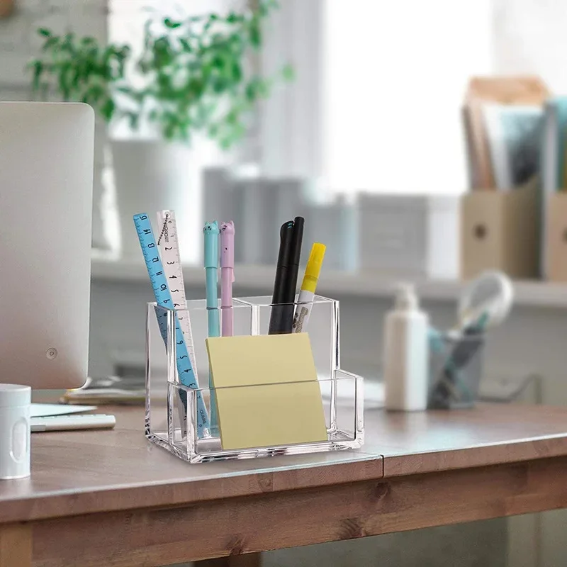 Milkjoy-portalápices de acrílico transparente grueso, estilo Simple, organizador de maquillaje de escritorio, estuche de lápices de papelería escolar