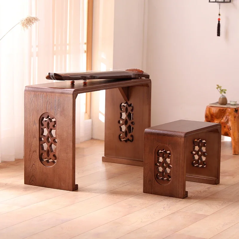 Guqin desk stool resonance solid wood Chinese culture desk calligraphy new Chinese style table Go tea table