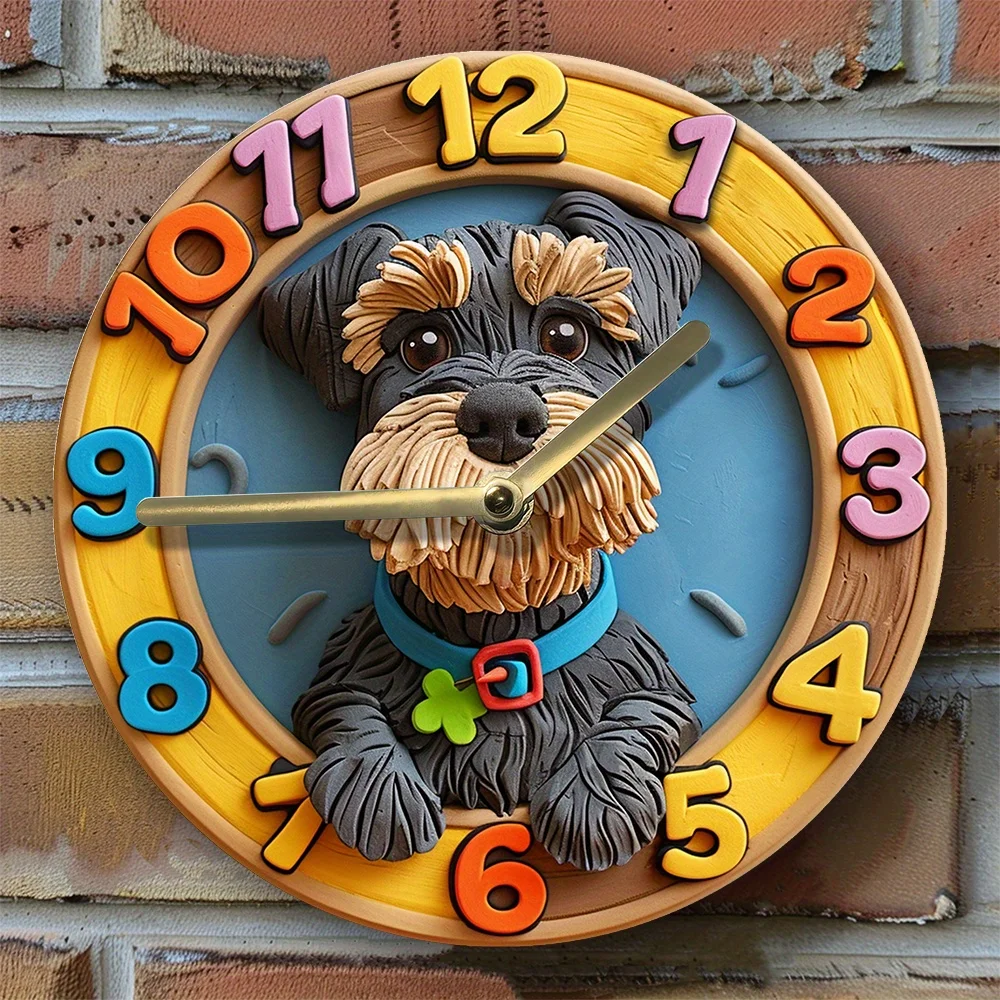 

Schnauzer Theme 2D Effects Silent Wall Clock - DIY Assembly Kit: Create & Enjoy decoracion hogar rustico