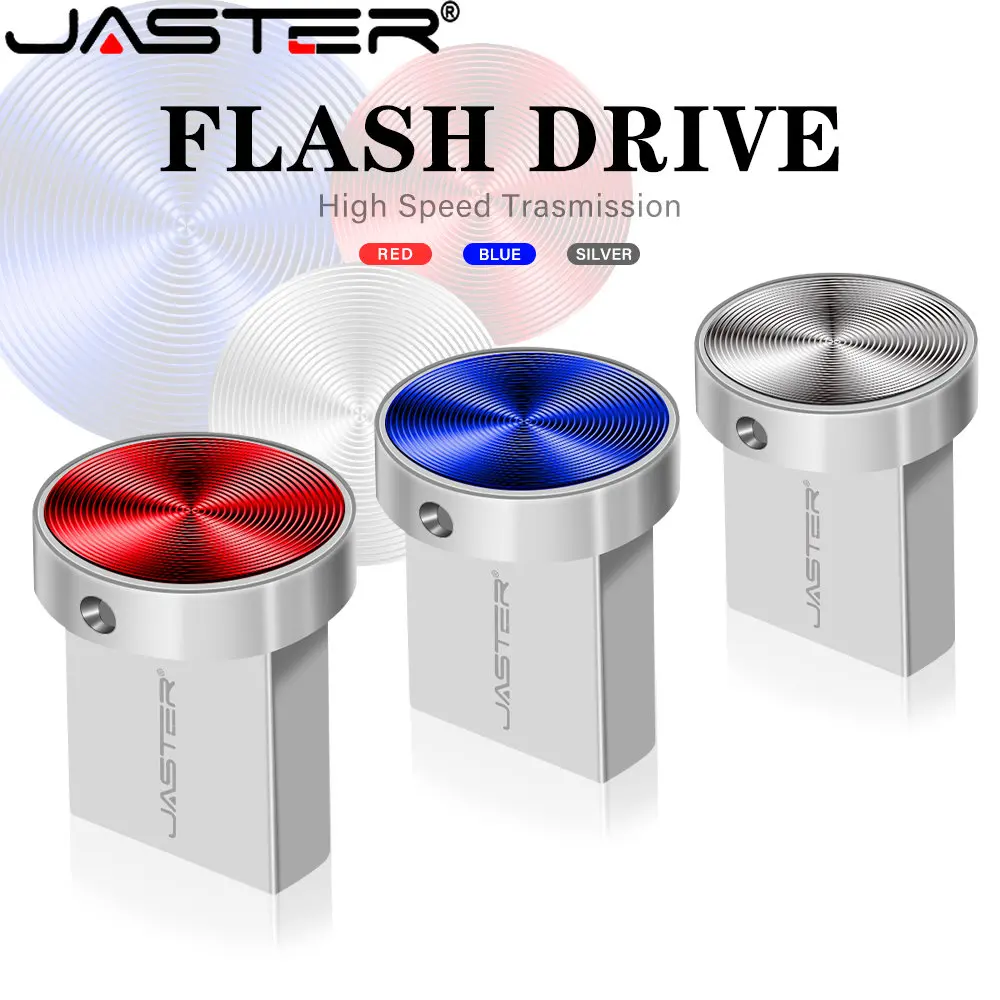 JASTER Metal Blue USB Flash Drives Free Custom Logo Pen Drive 64GB 32GB 16GB 8GB  Mini Waterproof  Creative Gift USB Stick