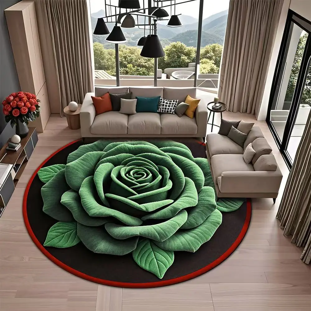Non-slip Rose Floor Mat Absorbent Quick Dry Blanket 23.6 x 23.6 inches Dirt-resistant Door Gasket for Living Room Bedroom