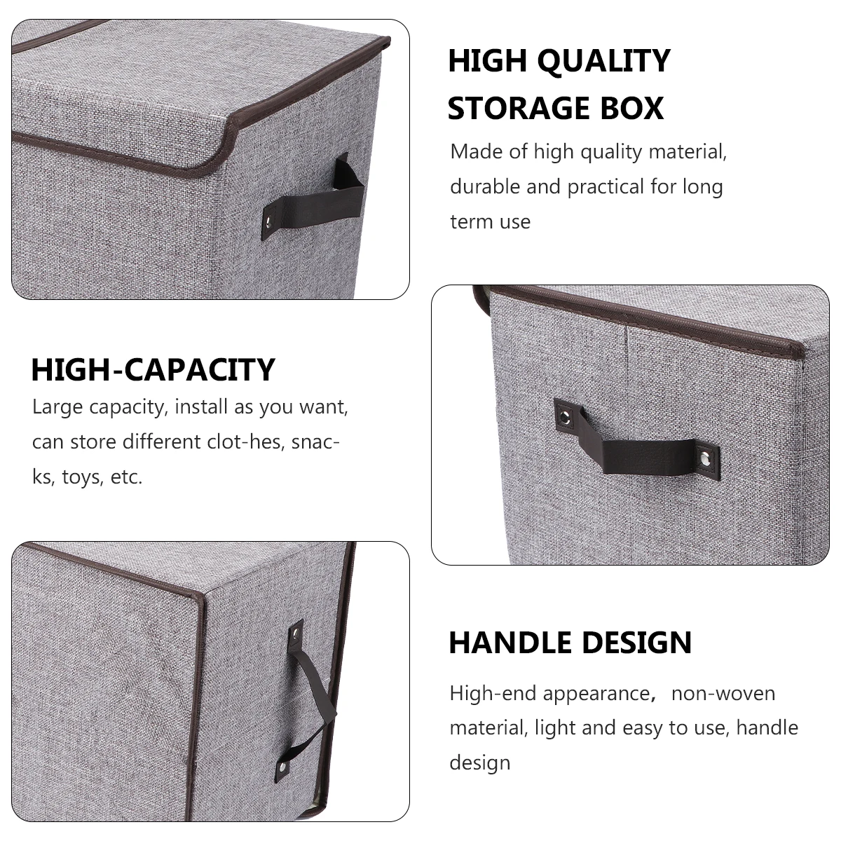 

Foldable Cotton Linen Storage Box Double Lids Stackable Organizer Bins Handles Clothes Shoes Blankets Dvds Books Storage