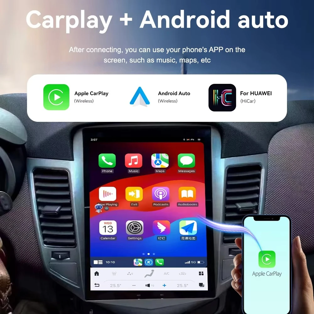 For Cruze 2009-2012 Car Android Navigation Touch Screen Built-in DSP Sound Carplay Head Unit Car Multimedia Player