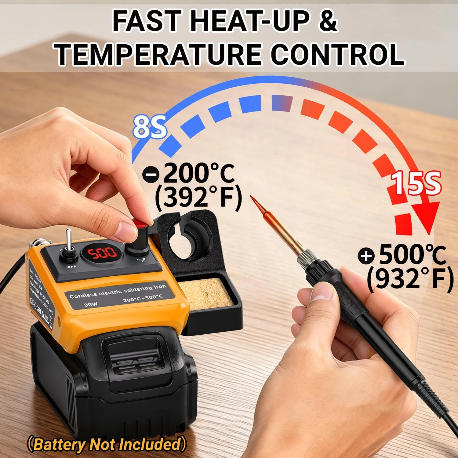 NEUER Kabelloser Lötkolben für Dewalt 20V Akku, 90W Lötstation-Set mit 5 Spitzen, DIY-Lötwerkzeug (Nur Werkzeug) – Detail 2