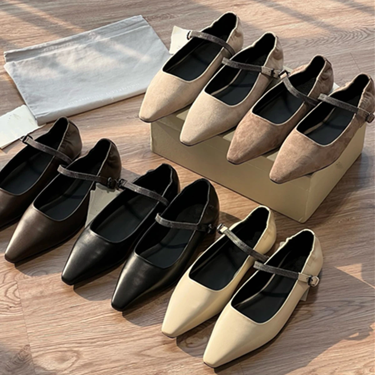 

Maxdutti French Retro Handmade Beaded Flat Shoes Fashion Office Ladies Genuine Leather Loafers Women's Mary Jane Shoes Women