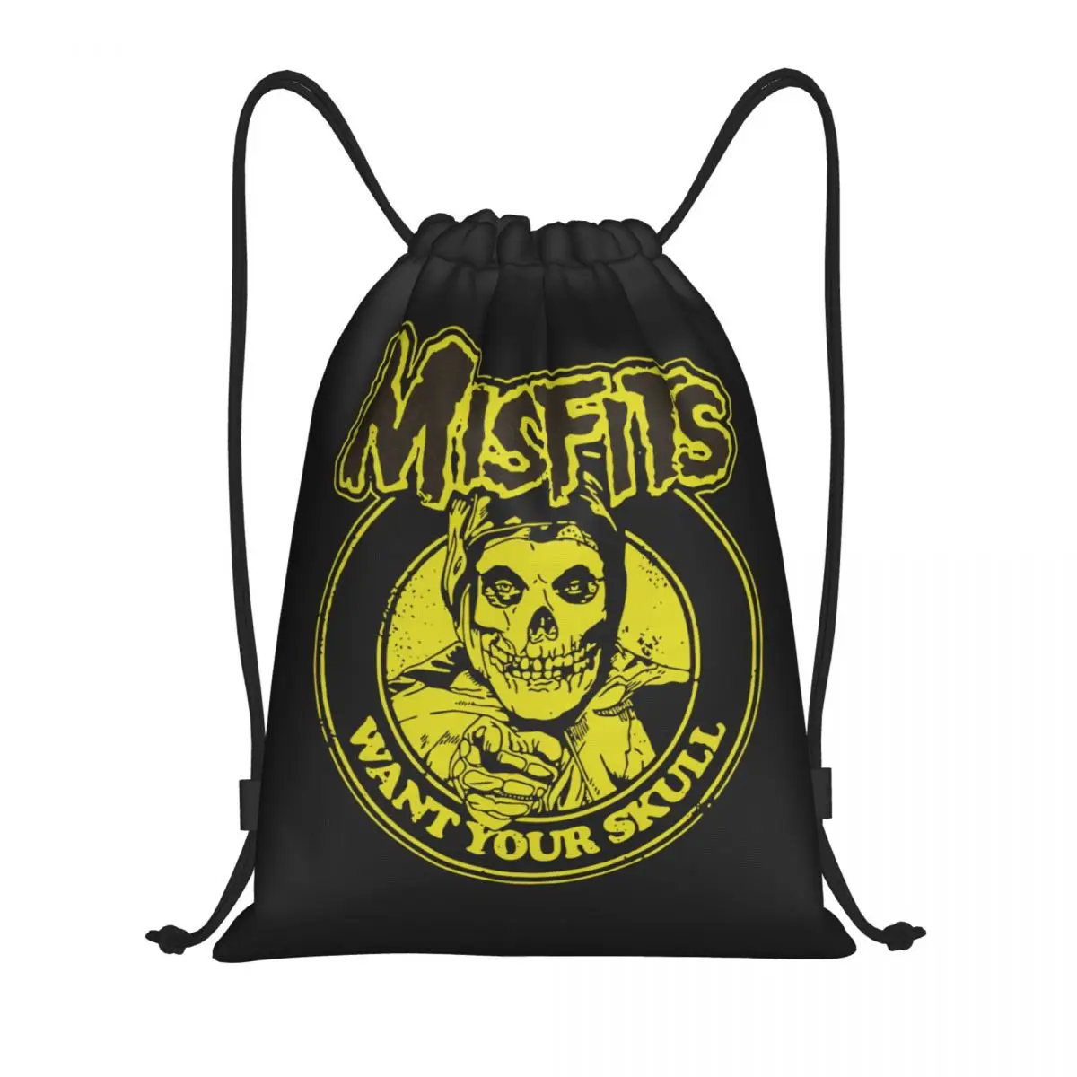 Horror Rock Roll Misfits Skull mochila con cordón para hombre y mujer, Mochila deportiva para gimnasio, saco de entrenamiento de Metal pesado plegable