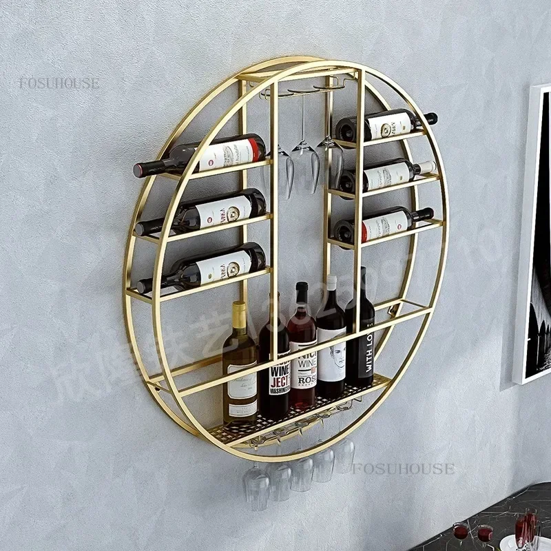 Estante de exhibición de vino para Bar de lujo, gabinetes montados en la pared, gabinete de hierro, organizador colgante de cocina, productos para el hogar Weinregal