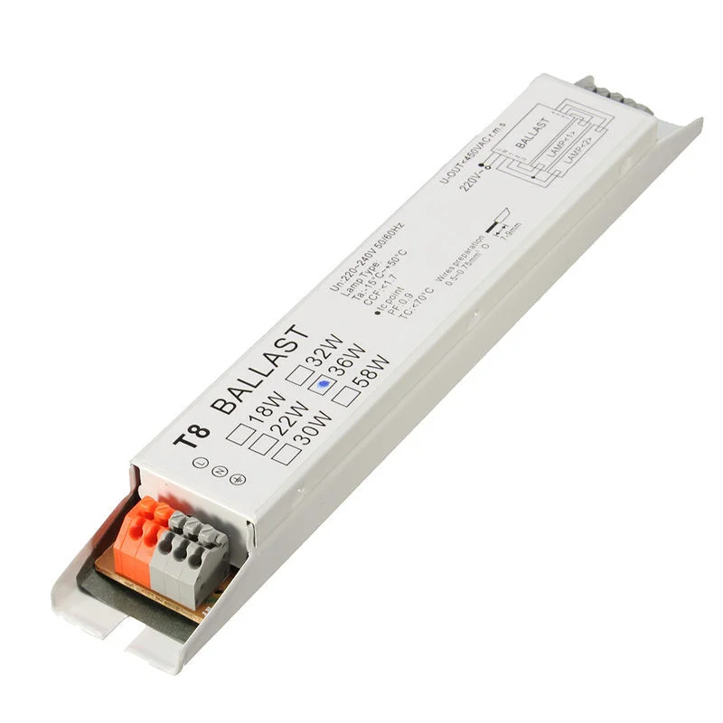 Balasto electrónico fluorescente de 220-240V CA, 2x18W, 2x30W, 2x36W, 2x58W de amplio voltaje, T8/T5