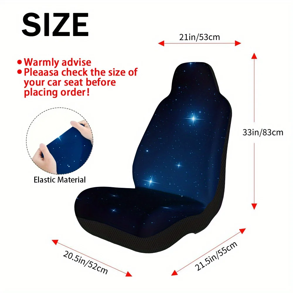 2pcs Starry Night Sky Car Seat Covers For Front Seats, Fit For Cars, Trucks, SUVs, Sedans, Offering Maximum Protection And Dura