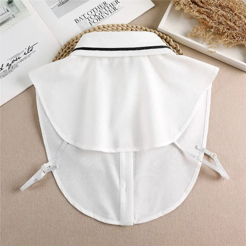 클래식 페이크 칼라 블라우스 여성 탈부착 가능한 셔츠 칼라 쉬폰 가짜 칼라 여성 라펠 블라우스 탑 타이 여성 장식용