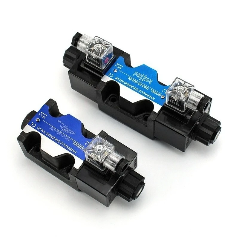 Katup arah solenoid hidrolik seri DSG-03, solenoid pembalik, kepala tunggal dan ganda 24V220V proporsional multi-arah