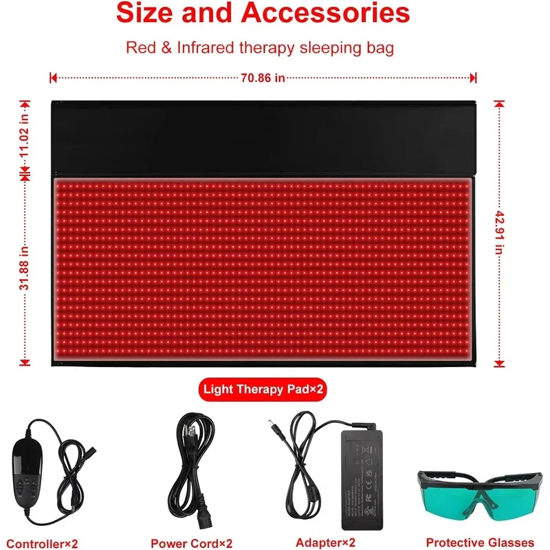 2025 Новые подушечки для терапии красным светом, светодиодные подушечки для терапии ближнего инфракрасного света 660 и 850 нм, большие подушечки для лечения всего тела