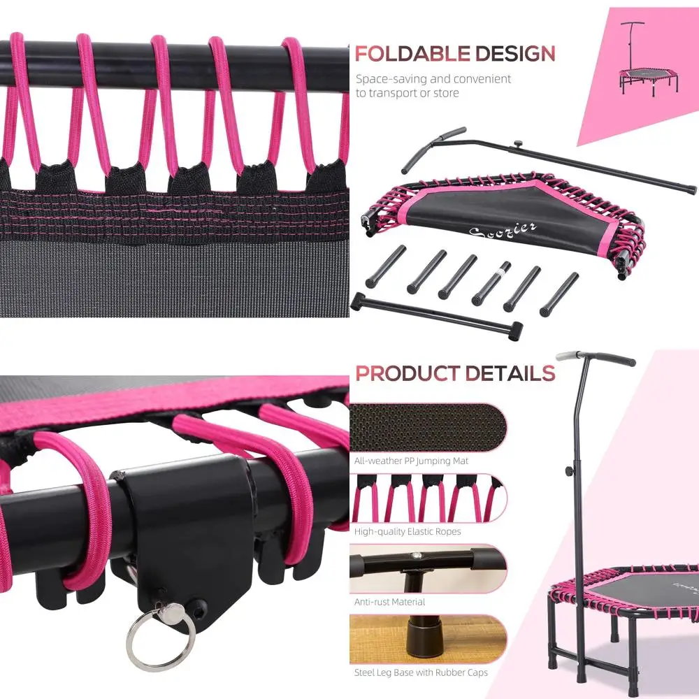 

48" Adult Hexagon Rebounder Trampoline Fitness Bungee Jumping Cardio Trainer Outdoor Bouncer Jumper Adjustable