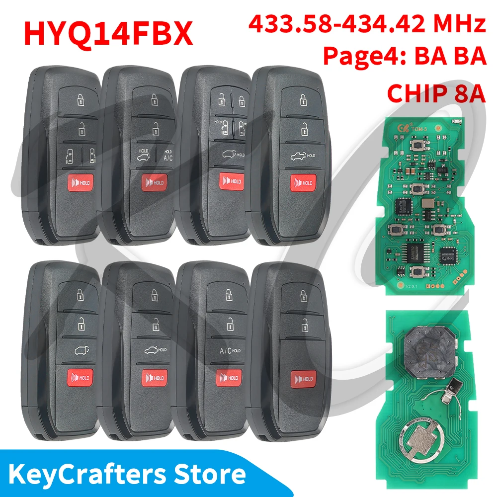 KC HYQ14FBX 231451-3041 8A CHIP 433.58-434.42MHz Page4 BA BA Smart Car Key For TOYOTA Sienna RAV4 Sequoia Venza BZ4X Harrier