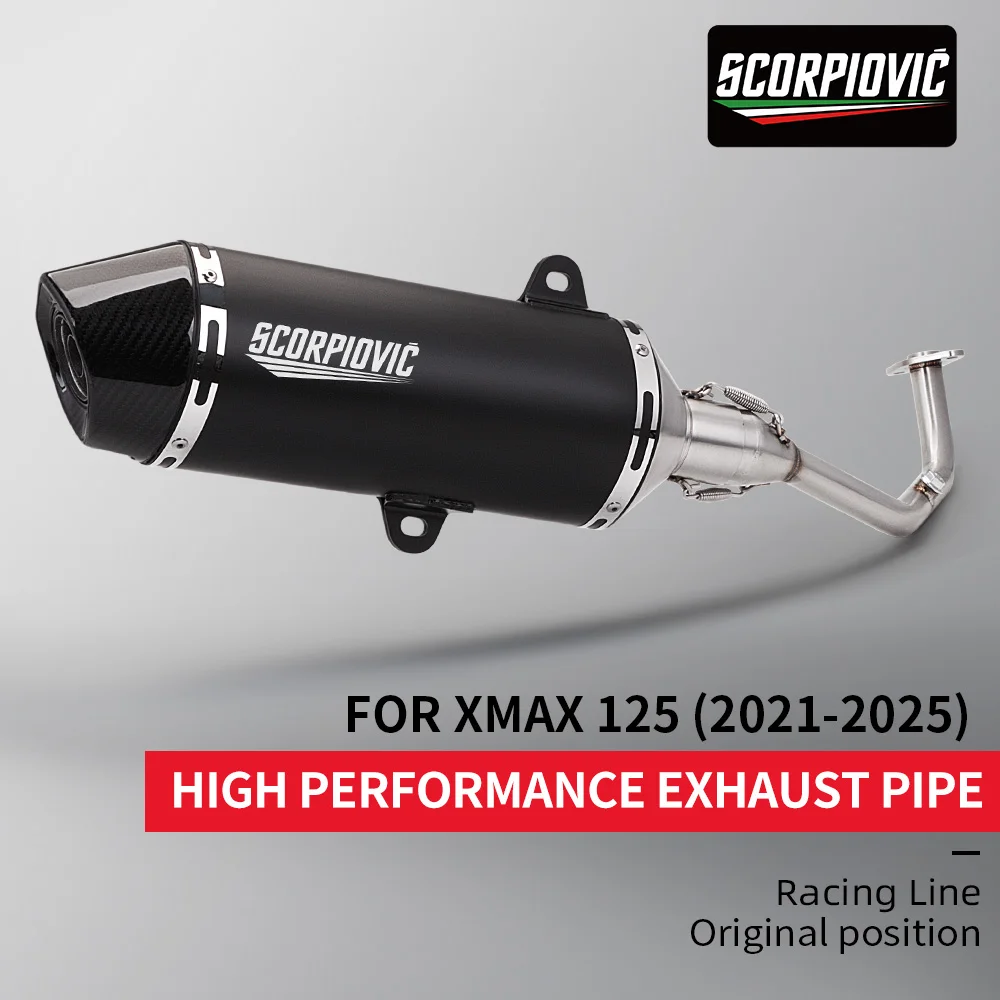 otorcycle Exhaust Systems Slip On For Xmax 125 X MAX125 2021 2025 Modified Stainless steel Front Link Pipe H2O Sensor