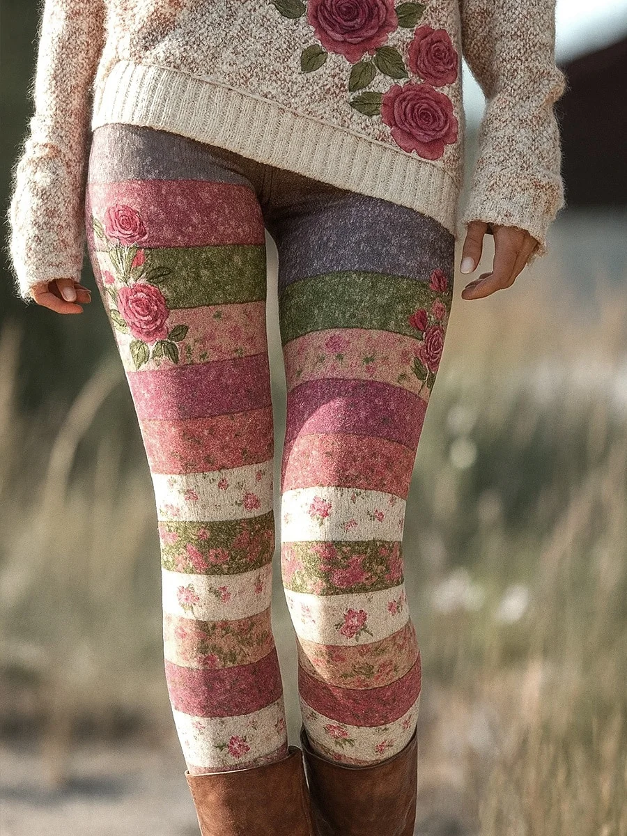 

Women's Leggings retro floral leggings Stretchy Slim Tights Sexy Fashion Yoga Pants Trendy Cool Workout Trousers