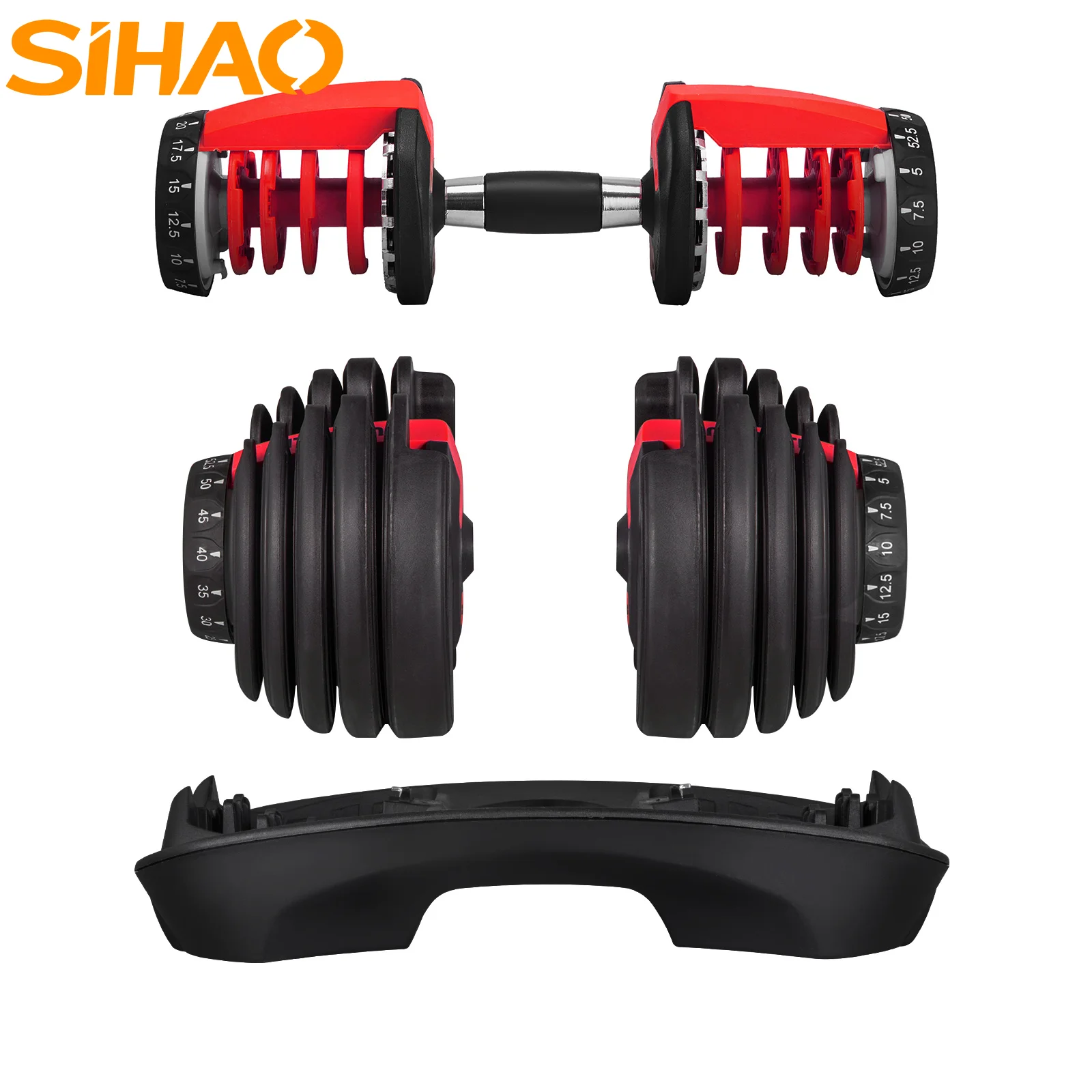 SIHAO 24KG/40KG Verstellbare Hantel mit Zuverlässigem QuickLock-Verriegelungssystem, Multifunktionales Krafttrainingsgerät Geeignet für Tägliches Heimtraining und Ganzkörper-Workout