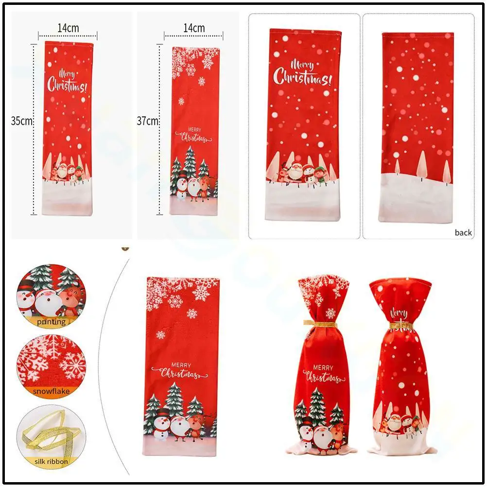 Christmas Wine Bottle Cover Set Santa Snowman Wine Bottle Bags For Christmas Party Dinner Table Decorations New Year Gifts