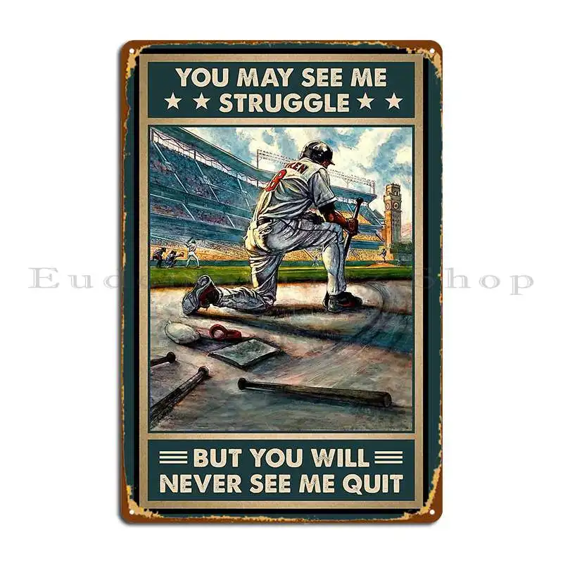 Baseball Batter Retro Poster Baseball Hitter Motivational Metal Plaque Rusty Cinema Wall Decor Designing Cinema Tin Sign Poster