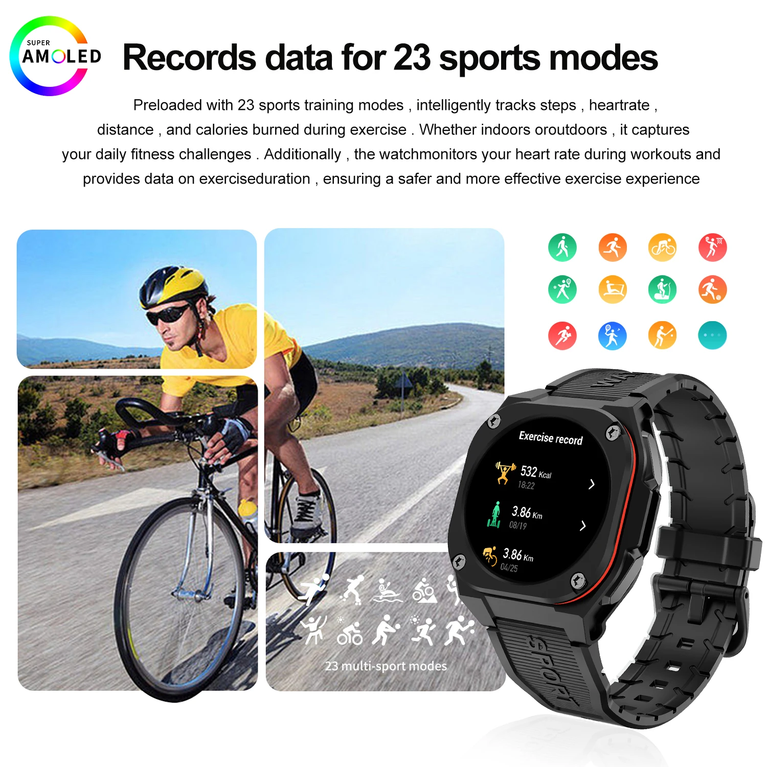 2026 Smart Watch  IP68 Waterproof AMOLED SCREEN Smart Sport Watch with 300mAh Battery Wireless Call for Man Woman view 4