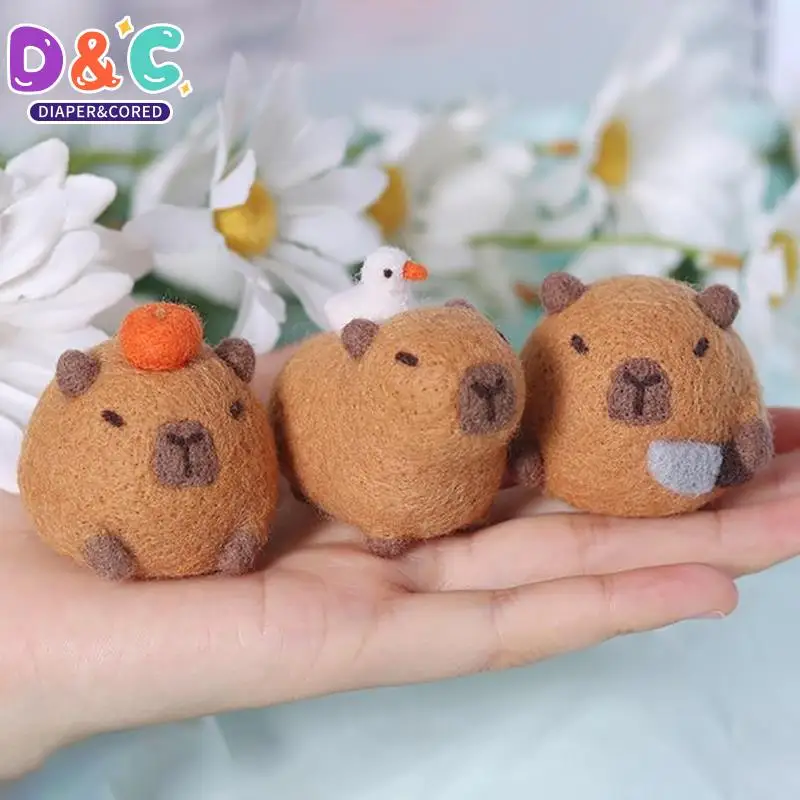 

Cute Chubby Capybara Gray Fish Beginner Material Kit Wool Felt Handmade DIY Doll Plush Toys Desktop Decorations