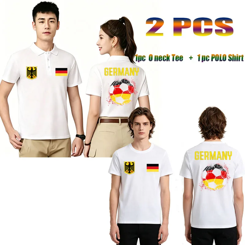 2pcs Germany Flag Deutschland Football Soccer Fan Men Women Polo T-Shirt Y2k Sportswear German Football Fans Jersey Novelty Tees