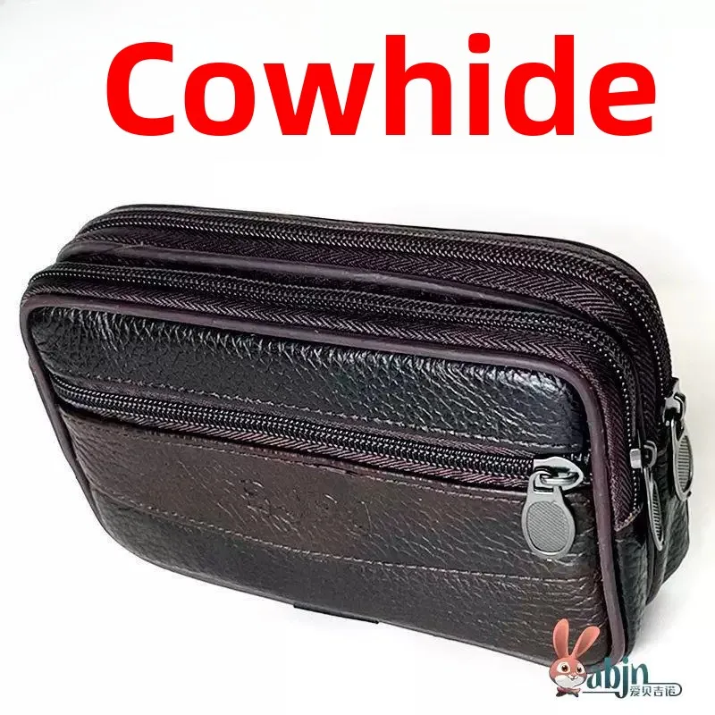 Men's Fanny Pack Advanced Mobile Phone Waist Bag 75 Inch Belt Inserted Leather Phone Bag American Retro Style Square Shape